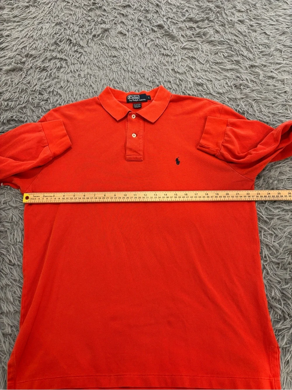 Vintage Polo Ralph Lauren Men’s Long Sleeve Polo Shirt Orange Red Large Preppy